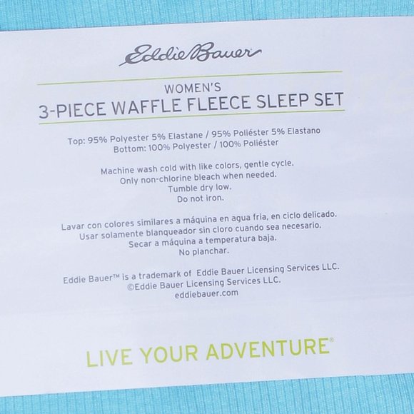 BLUE NWT Waffle Fleece Pajamas Set Eddie‎ Bauer Ladies' 3-Piece - Picture 2 of 4